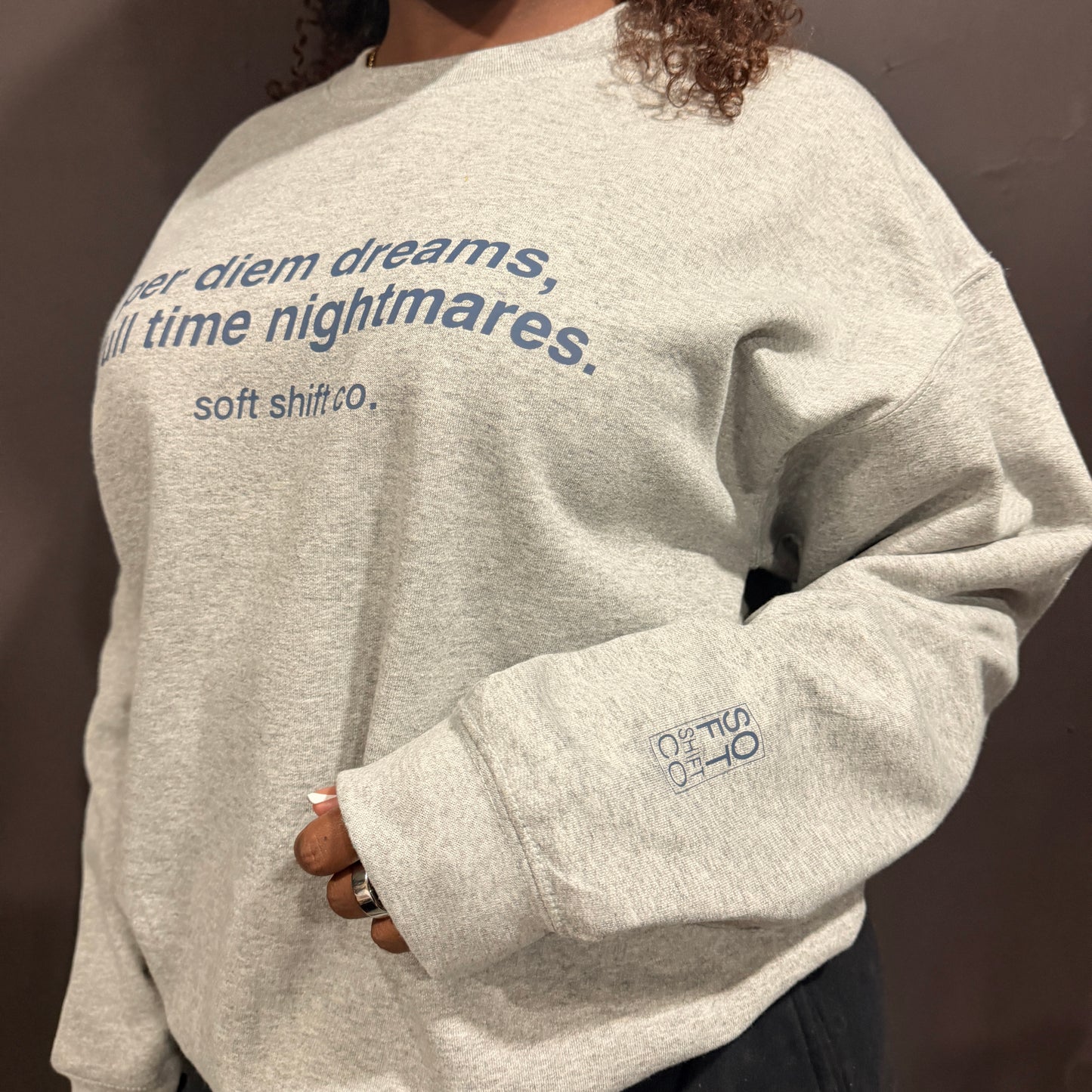 per diem dreams crewneck - soft shift co.